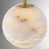 Marmurowa lampa wisząca KEPLER kulisty klosz z kamienia alabastrowego naturalne smugi żyłkowanie LED 15W  3000K QN-KEPLER-1P-M-BG